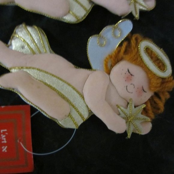 80'S 90'S KITCSHY L'ART DE CHINE FABRIC CHRISTMAS ORNAMENTS SET OF 8 W/ORIG TAGS - Picture 10 of 11